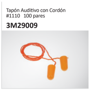 Tapón Auditivo con Cordón #1110 100 pares 3M29009