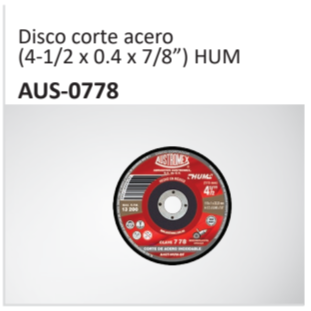 Disco corte acero(4-12 x 0.4 x 78”) HUMAUS-0778