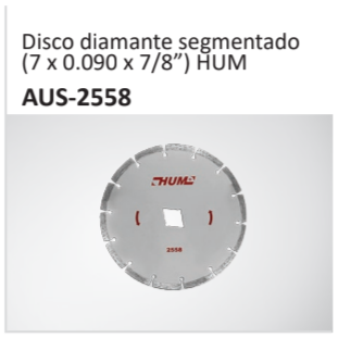 Disco diamante segmentado(7 x 0.090 x 78”) HUM AUS-2558