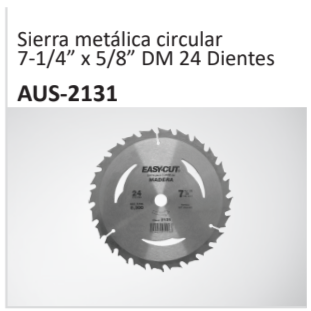 Sierra metálica circular7-14” x 58” DM 24 DientesAUS-2131