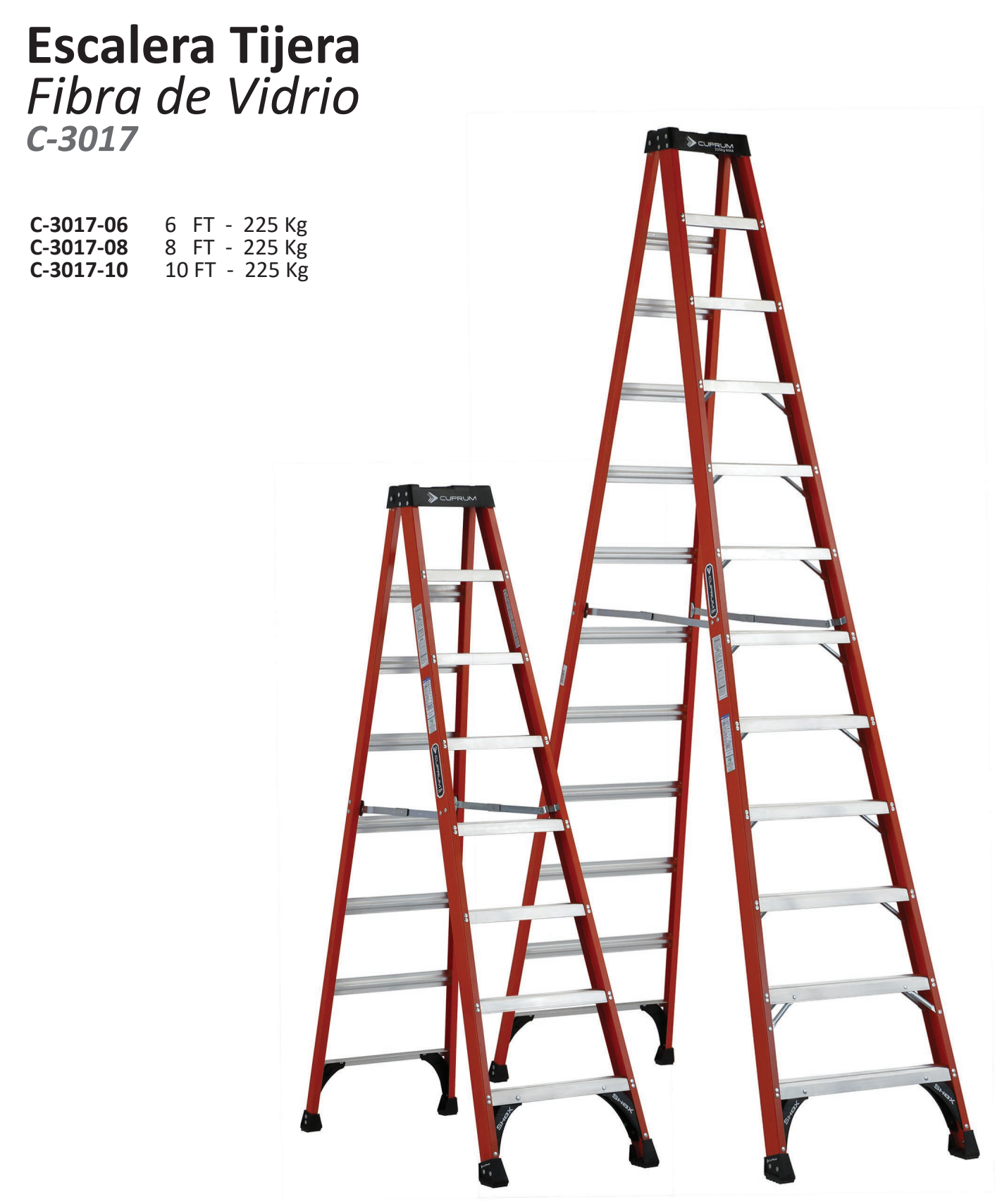 zz Escalera Tijera Fibra de Vidrio C-3017