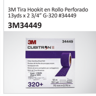 3M Tira Hookit en Rollo Perforado13yds x 2 34” G-320 #344493M34449