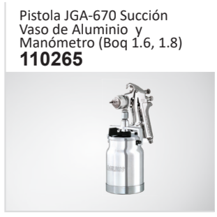 Pistola JGA-670 SucciónVaso de Aluminio yManómetro (Boq 1.6, 1.8)110265