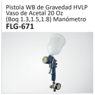 Pistola WB de Gravedad HVLPVaso de Acetal 20 Oz(Boq 1.3,1.5,1.8) ManómetroFLG-671