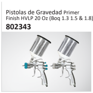 Pistolas de Gravedad PrimerFinish HVLP 20 Oz (Boq 1.3 1.5 & 1.8)802343