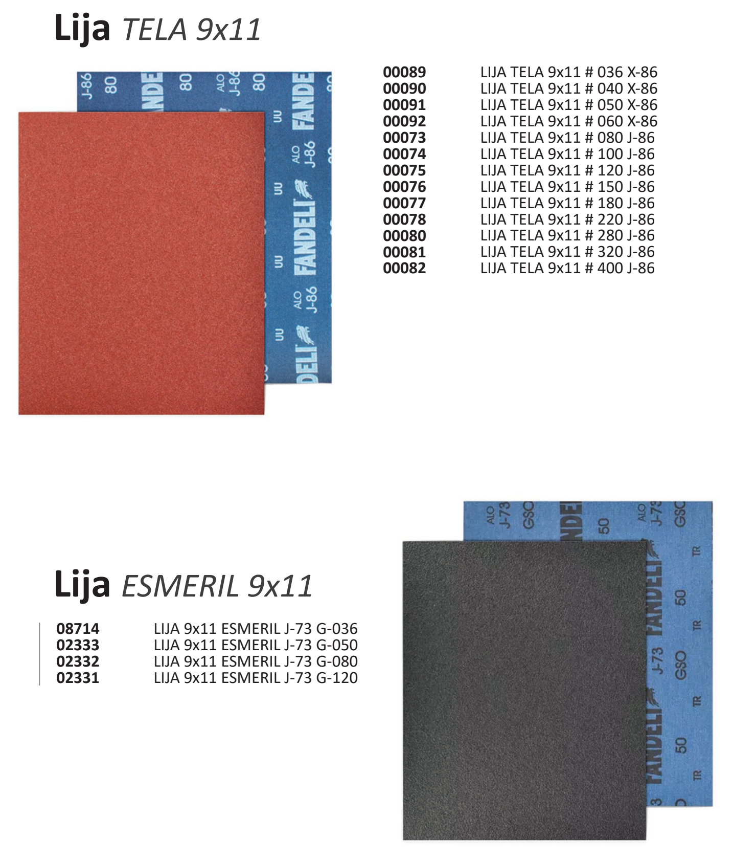 zz Lija TELA ESMERIL 9x11