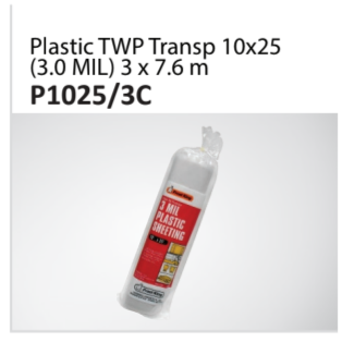 Plastic TWP Transp 10x25(3.0 MIL) 3 x 7.6 m P10253C
