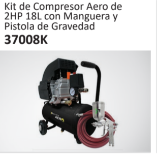 Kit de Compresor Aero de2HP 18L con Manguera yPistola de Gravedad37008K