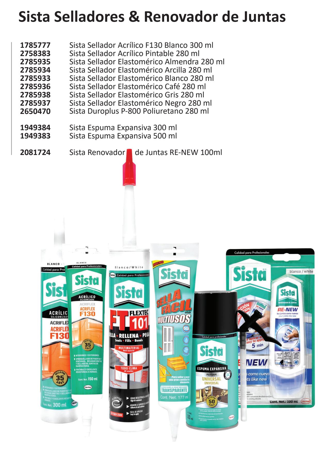 zz Sista Selladores & Renovador de Juntas