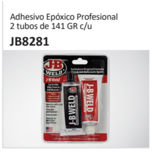 Adhesivo Epóxico Profesional2 tubos de 141 GR cu JB8281