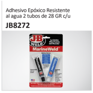 Adhesivo Epóxico Resistenteal agua 2 tubos de 28 GR cu JB8272