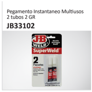 Pegamento Instantaneo Multiusos2 tubos 2 GR JB33102