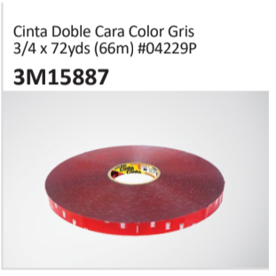 Cinta Doble Cara Color Gris #04229P 3M15887