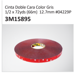 Cinta Doble Cara Color Gris #04229P 3M15895