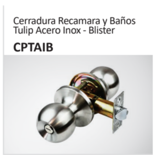 Cerradura Recamara y BañosTulip Acero Inox - BlisterCPTAIB