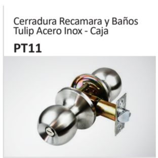 Cerradura Recamara y BañosTulip Acero Inox - CajaPT11