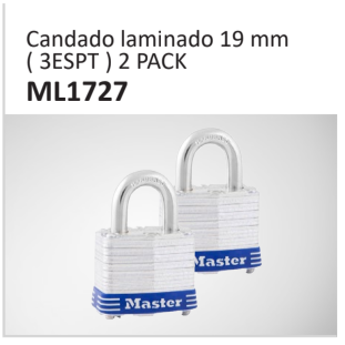 Candado laminado 19 mm( 3ESPT ) 2 PACK ML1727