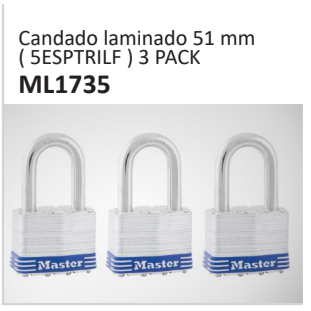 Candado laminado 51 mm( 5ESPTRILF ) 3 PACK ML1735