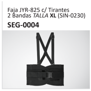 Faja JYR-825 c Tirantes2 Bandas TALLA XL (SIN-0230) SEG-0004