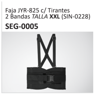Faja JYR-825 c Tirantes2 Bandas TALLA XXL (SIN-0228) SEG-0005