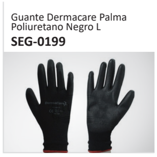 Guante Dermacare PalmaPoliuretano Negro L SEG-0199