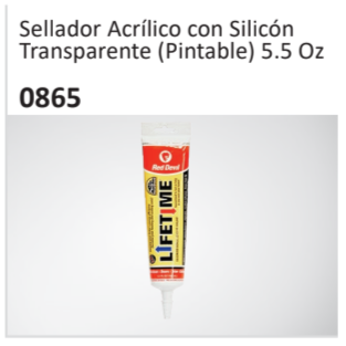 Sellador Acrílico con SilicónTransparente (Pintable) 5.5 Oz0865