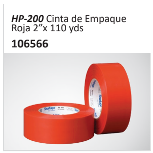 HP-200 Cinta de EmpaqueRoja 2”x 110 yds 106566