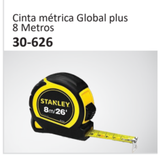 Cinta métrica Global plus8 Metros 30-626