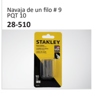 Navaja de un filo # 9PQT 10 28-510