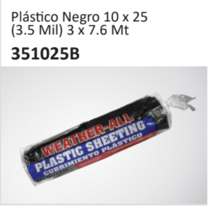 Plastico Negro 10 x 25(3.5 Mil) 3 x 7.6 Mt 351025B
