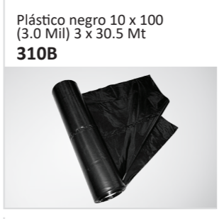 Plastico negro 10 x 100(3.0 Mil) 3 x 30.5 Mt 310B