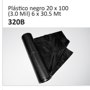 Plastico negro 20 x 100(3.0 Mil) 6 x 30.5 Mt 320B