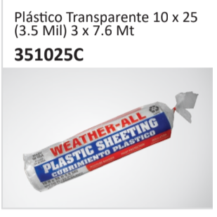 Plastico Transparente 10 x 25(3.5 Mil) 3 x 7.6 Mt 351025C